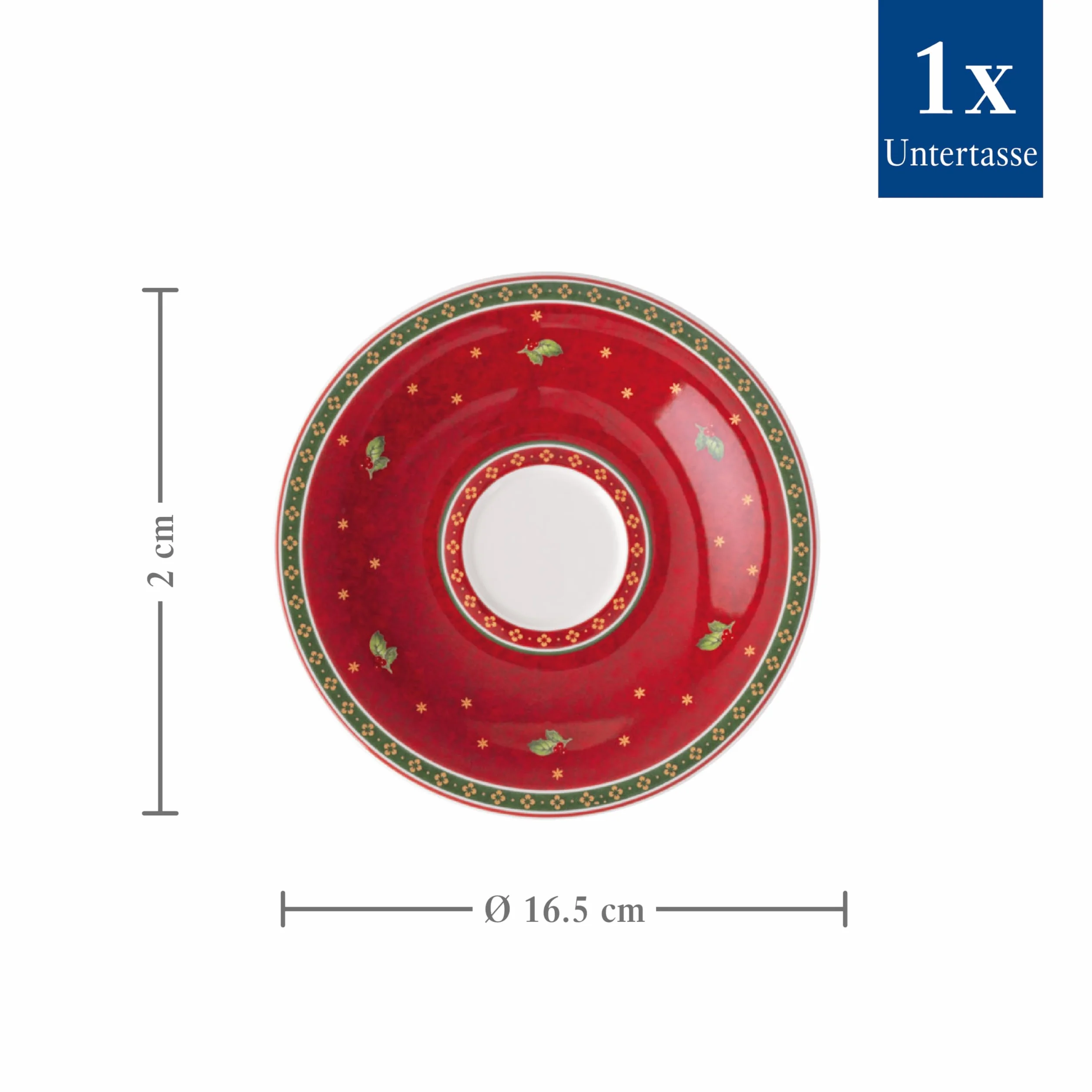 Villeroy & Boch – Toy's Delight Specials piattino, piattino per tazze da caffè, piccolo piatto in porcellana con motivo natalizio, 16,7 cm Ø, lavabile in lavastoviglie, utilizzabile nel microonde