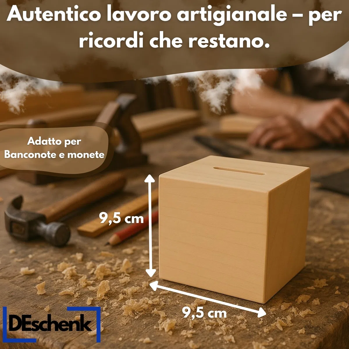 Salvadanaio In Legno Personalizzabile per Banconote E Monete, Con Il Nome Desiderato - Libro Risparmio Soldi Unico - Libretto Risparmio Soldi (Elefante)