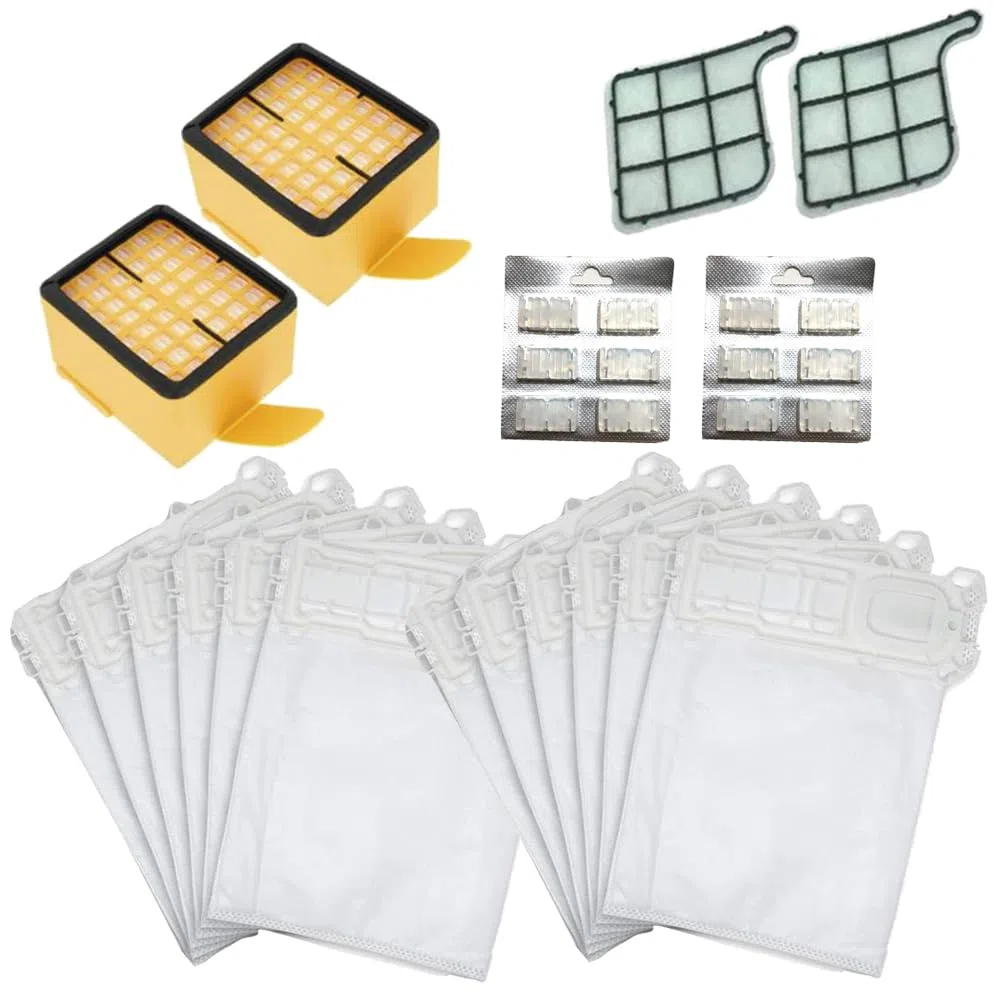 Kit per Folletto Vk 135/136 | 12 Sacchetti 12 Profumini 2 Filtri HEPA 2 Filtri Motore Pulizia e Manutenzione Folletto Vk 135/136 Compatibile