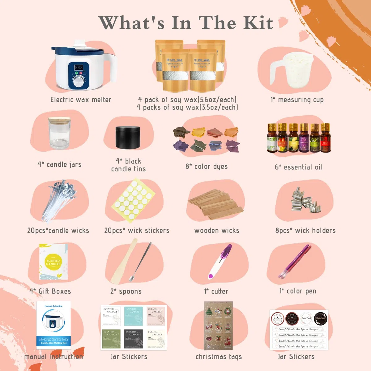 Kit Completo per Fare Candele con Pentola Digitale per Sciogliere la Cera, Set Creazione cCandele Profumate per Adulti, Come Fare le Candele in Casa