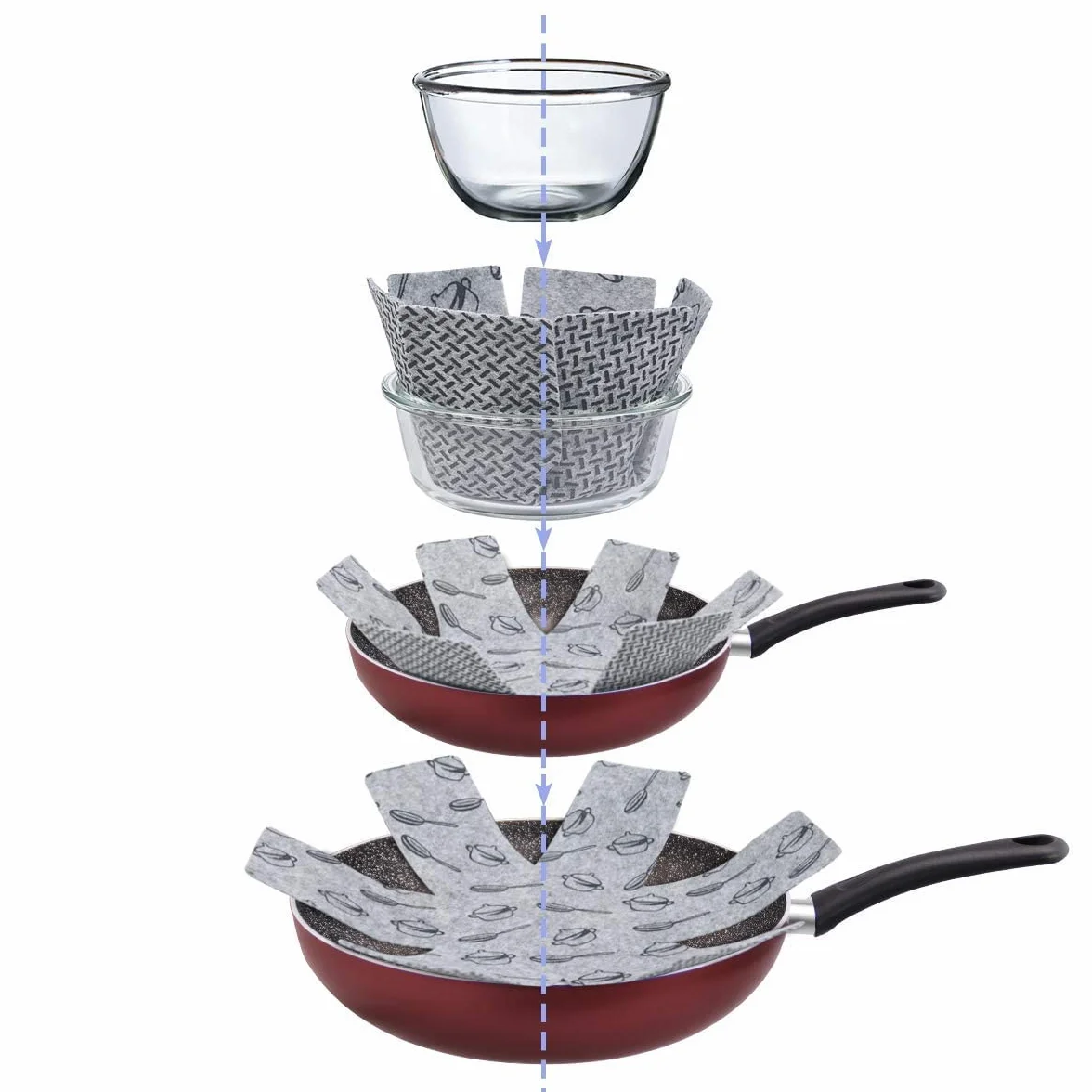 flintronic Separatori Pentole - Proteggi Pentole e Salvapadelle - Set 8 Pezzi (38CM) - Perfetti per Pentole e Padelle Antiaderenti in Acciaio Inox, Ghisa, Ceramica (Grigio)
