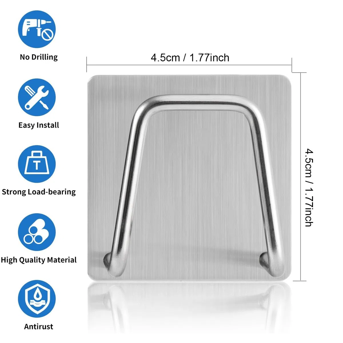 [2 Pezzi] Porta Spugna Lavello Cucina in Acciaio Inox, Portaspugna Autoadesivo 45mm, Ganci Adesivi per Organizzazione Lavello, Porta Spugne Senza Fori per Cucina e Bagno - Argento