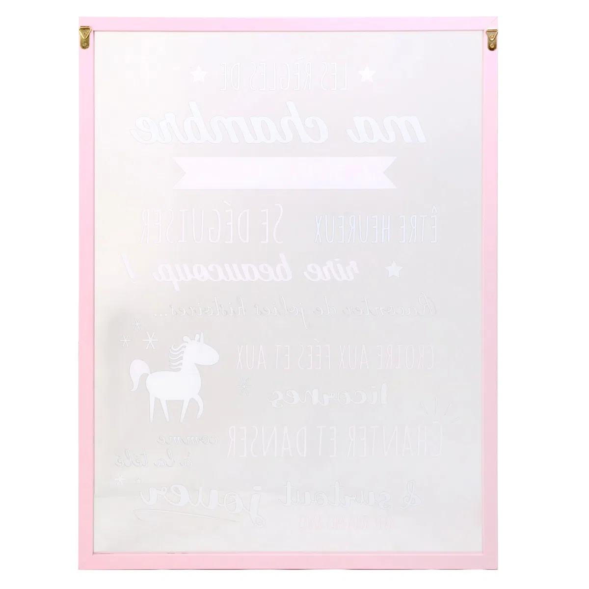 HOME DECO KIDS HD2352 Cornice Les Regles Bambine Deco Camera Oggetto Decorativo, Legno, MDF, Trasparente, Rosa, Or-Grigio Scuro/Rosa Polvere, 40 x 1,6 x 60