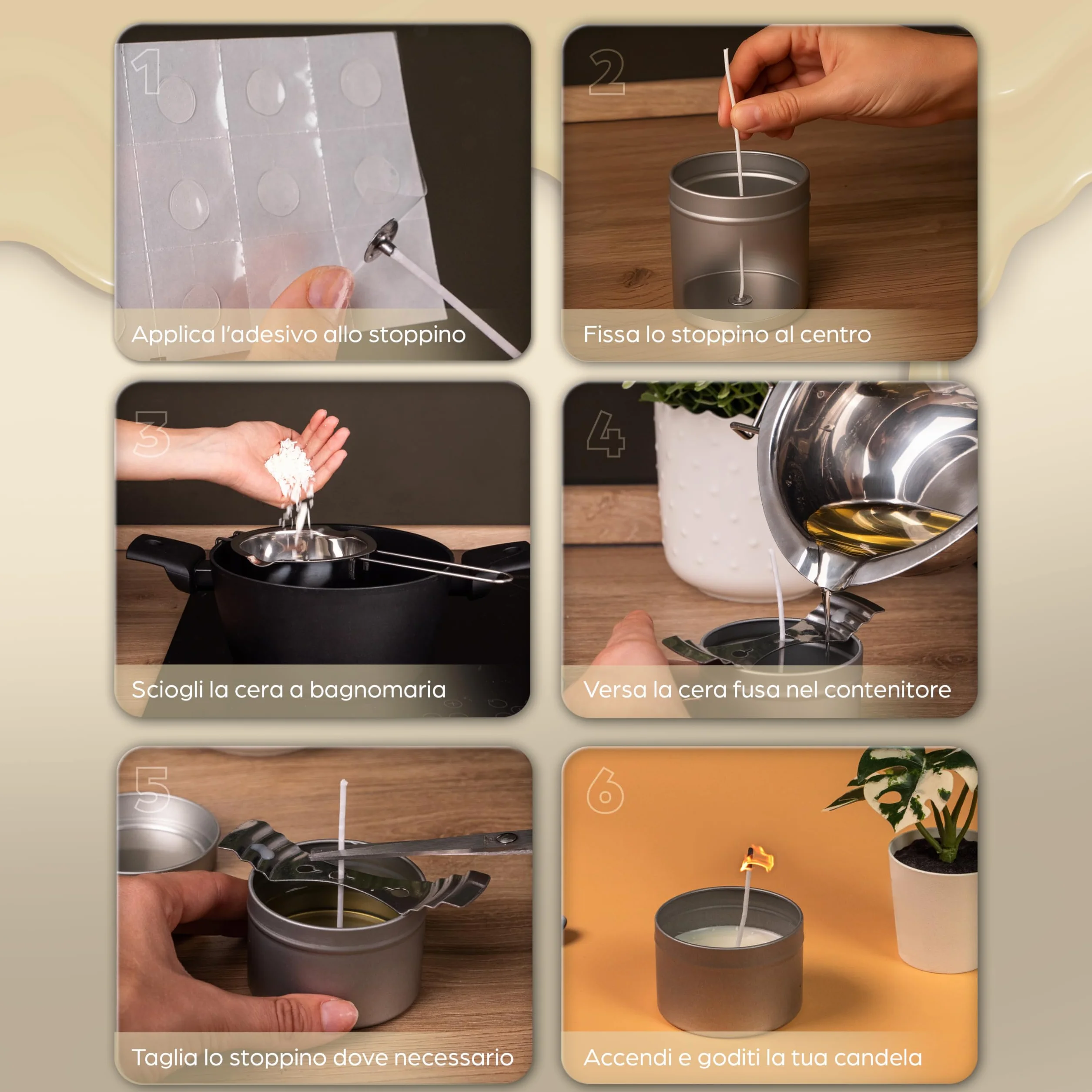 Generico Kit Candele Fai da Te Completo – Set per Creare Candele Artigianali con Cera e Accessori