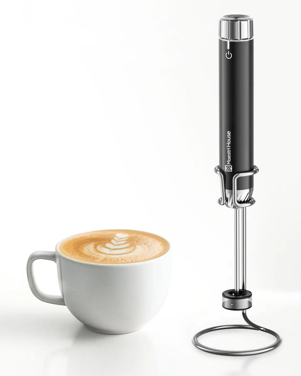 Maestri House Montalatte di qualità Barista, Montalatte portatile ricaricabile con controllo continuo della velocità, impermeabile IPX6, microschiuma di livello Latte Art per Latte e Flat White