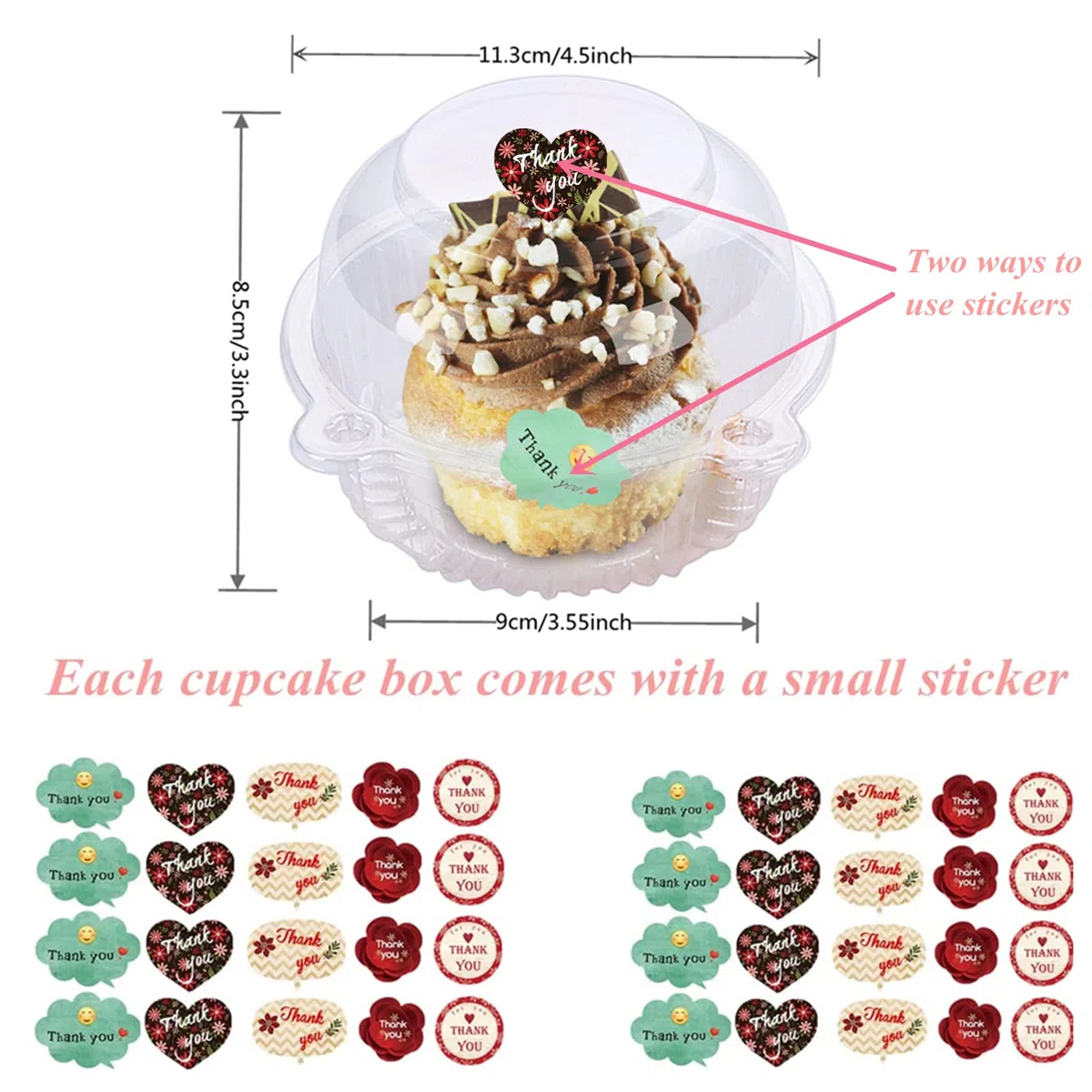 50Pz Scatola per Cupcake,Scatole per Torta ,Confezionare dei Mini Tortini Monoporzione,Usate per Torte, Insalate,Adatte per Feste, Matrimoni, Negozi di Dolci