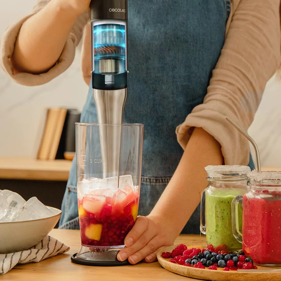 Cecotec Frullatore a immersione Katana 15 TotalDestroy Smash B. 1500W, Totale distruzione, Perreomove, 21 velocità, funzione turbo, campana antisalpaduras, 8 fogli di titanio, 800 ml