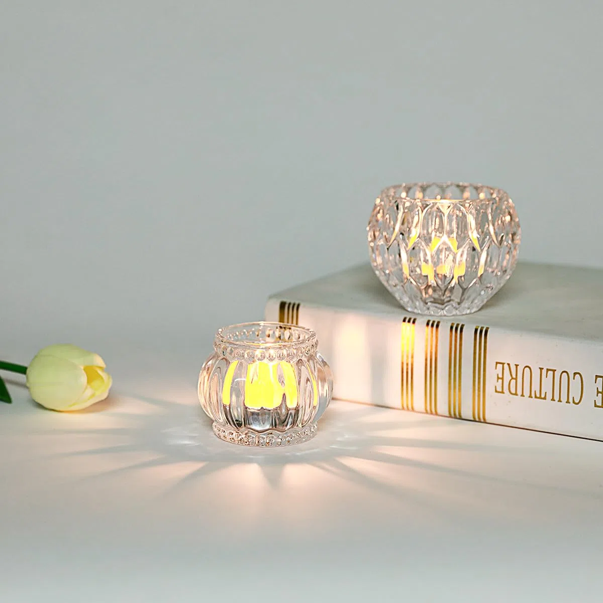 2 tazze sferiche per candele votive in vetro trasparente per candele votive fai da te per realizzare feste di compleanno, decorazioni di nozze