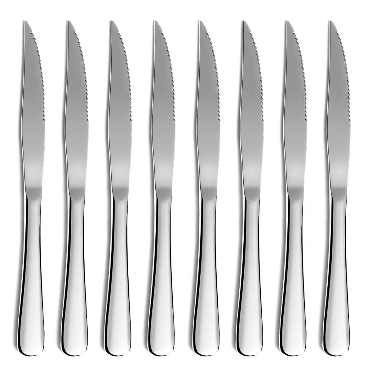 Kyraton Set di coltelli da bistecca,Kyrtaon coltello seghettato, set di coltelli affilati in acciaio inossidabile, set di 8 coltelli da tavola, lavabili in lavastoviglie, robusti e facili da pulire