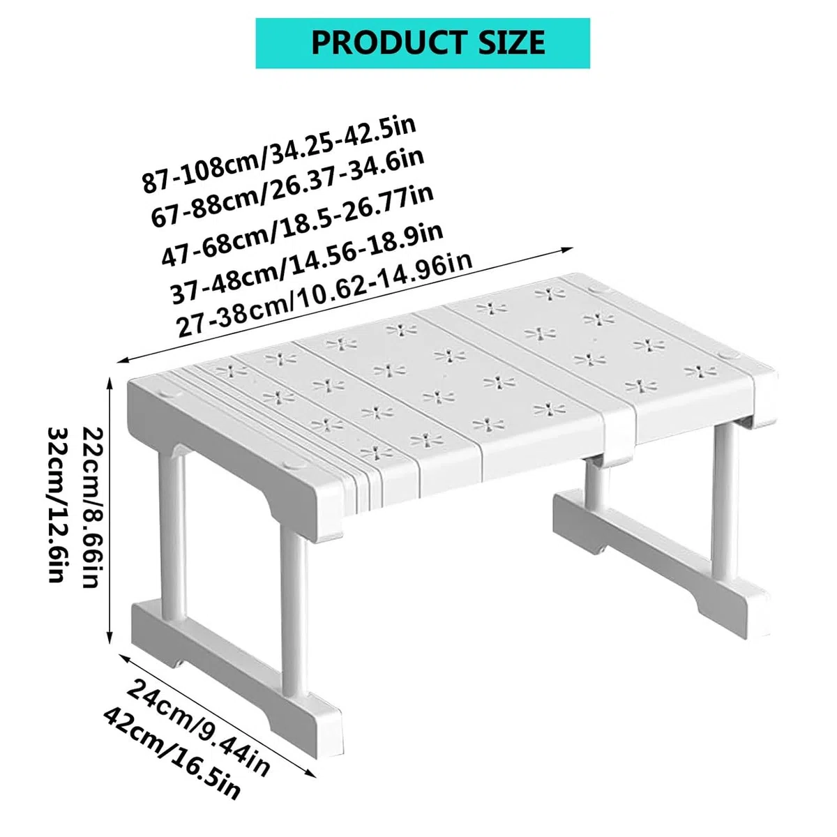 Scaffale Telescopico Estensibile per Armadio Divisori per Scaffali Telescopico Armadi, Mensola Estensibile per Armadio, Separatori Organizer Plastica(L:87-108cm,W:42cm-H:32cm)