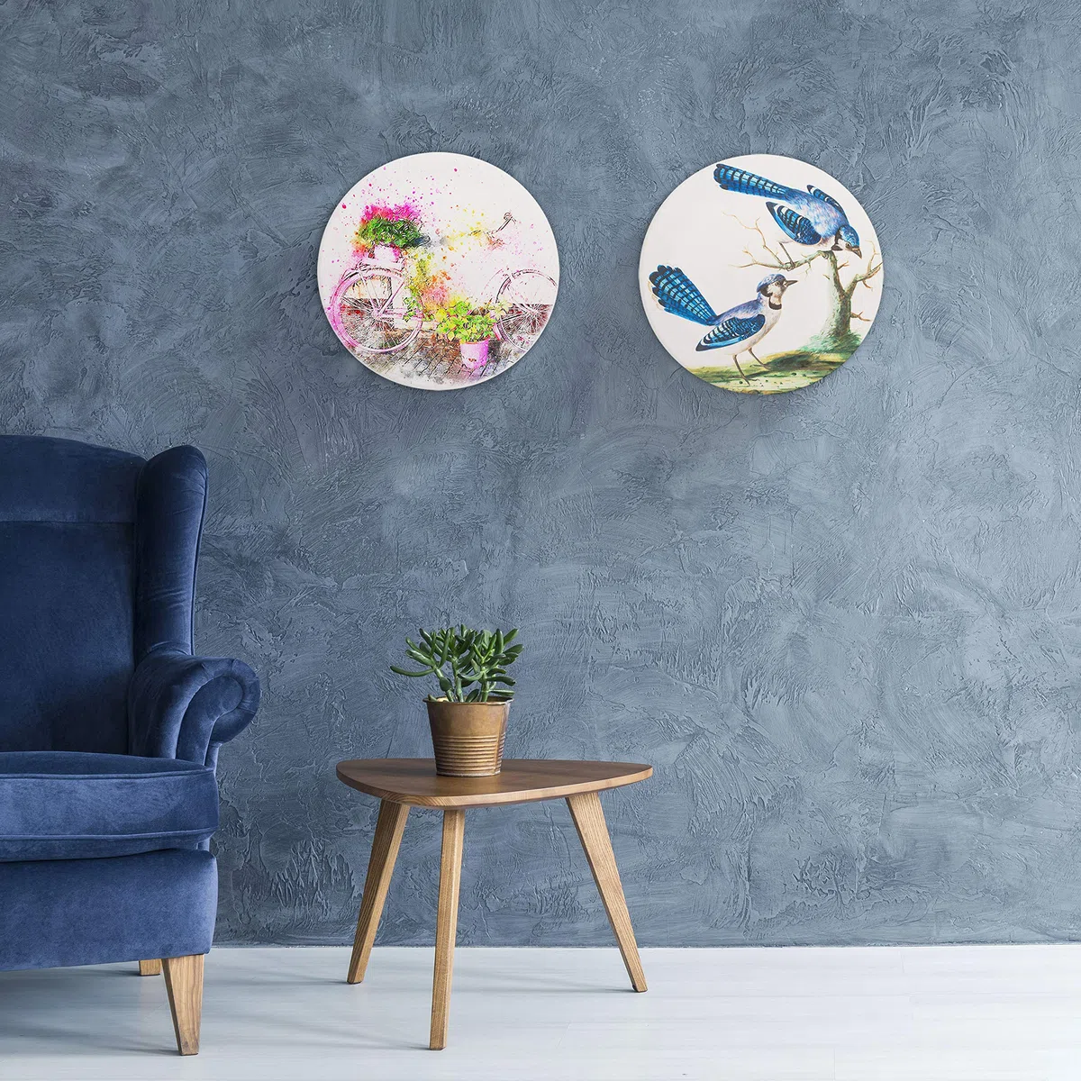 Belle Vous Set di 2 tele da pittura rotonde, 30 cm, grande tela rotonda pre-tesa, telaio rotondo per pittura acrilica e olio, disegno e schizzo