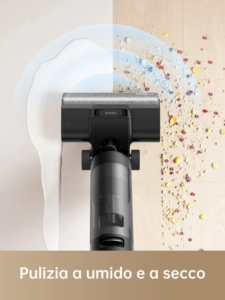 DREAME H12 Pro Aspirapolvere Lavapavimenti Senza Fili, Pulizia Bordi, Autopulente, Asciugatura ad Aria Calda, Serbatoio Acqua 900 ml, 35min Autonomia, Peli Animali Domestici, Pavimenti Duri