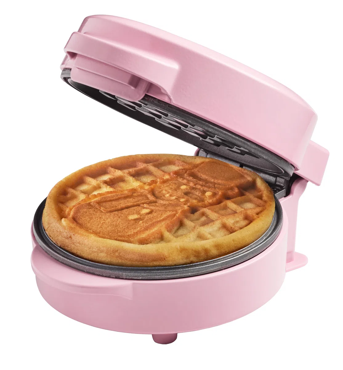 Bestron Waffle Maker, Piastra per waffel mini con motivo a pupazzo di neve, piccola macchina per waffel con rivestimento antiaderente, per compleanni di bambini, Pasqua o Natale, Colore: Rosa