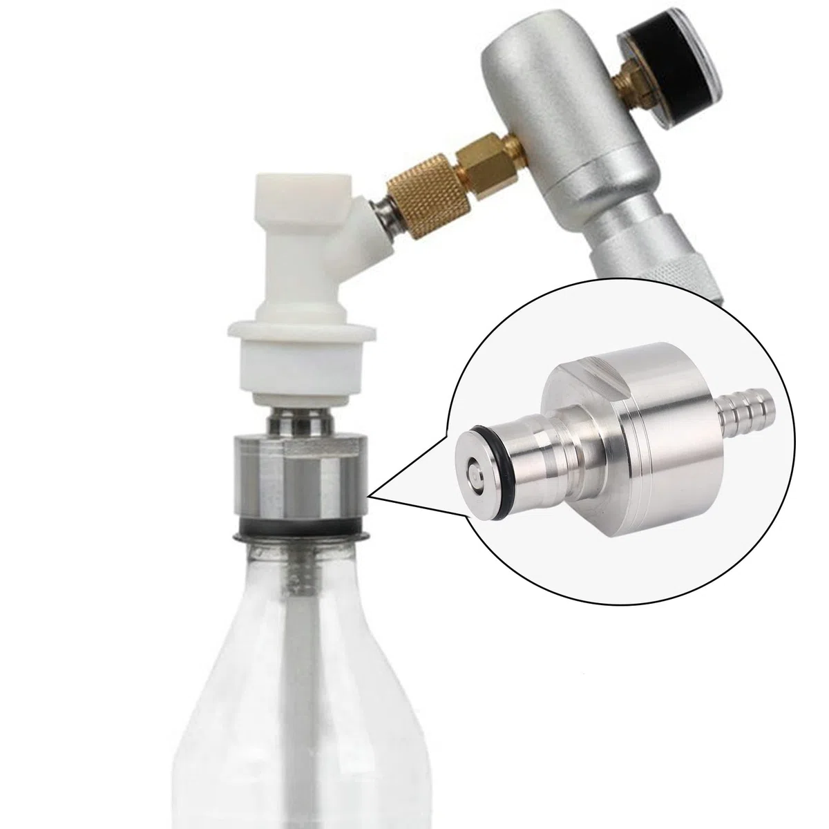 2 pz/ 304 in acciaio Carbonation Cap 5/16 pollici Barb, Ball Lock Type, Fit Drink PET Bottiglie, Homebrew Kegging