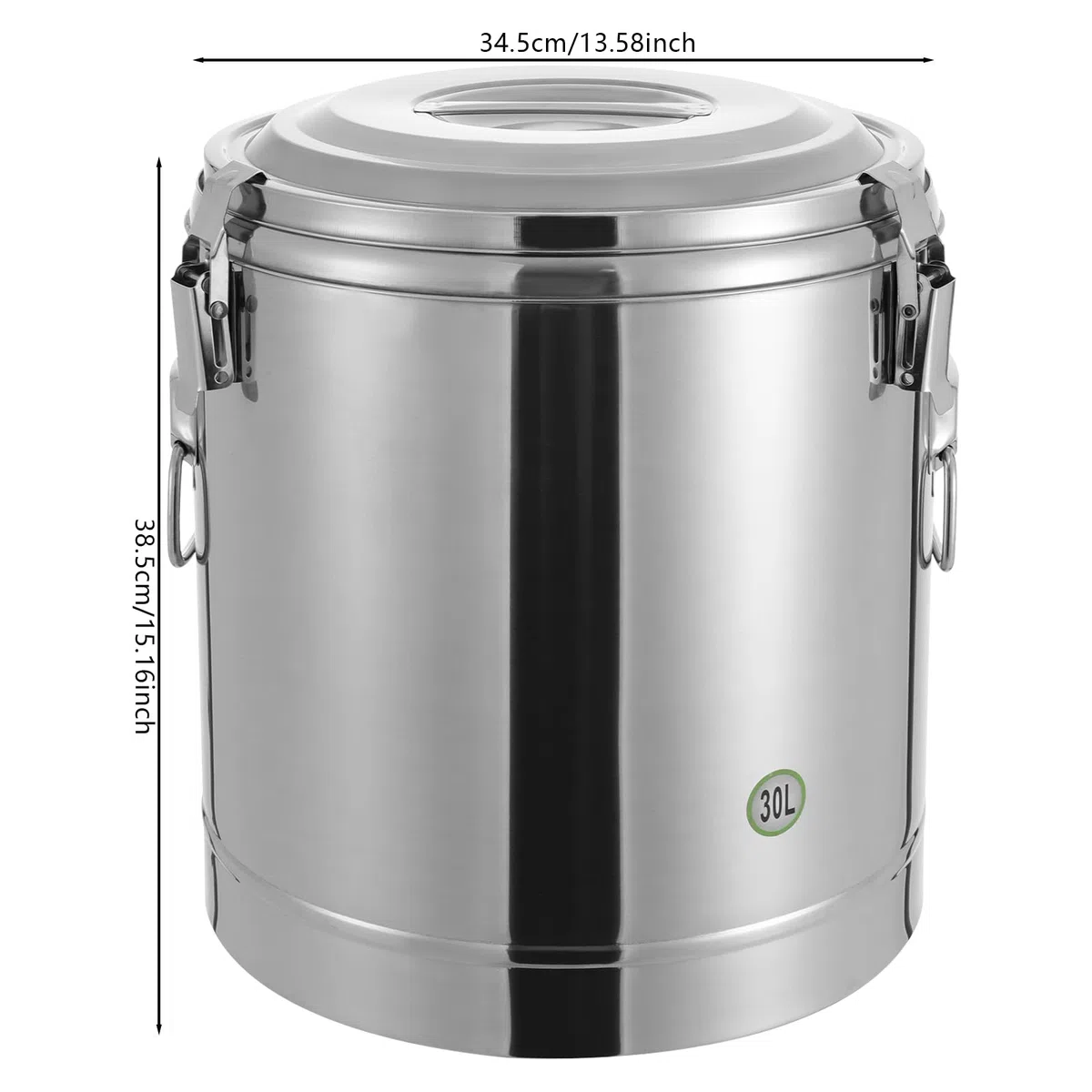 Trasporto, contenitore termico professionale, in acciaio inox, 20/30 l, con maniglie, coperchio con anello in gomma e chiusura di serraggio, grande pentola calda isolata (30 l)
