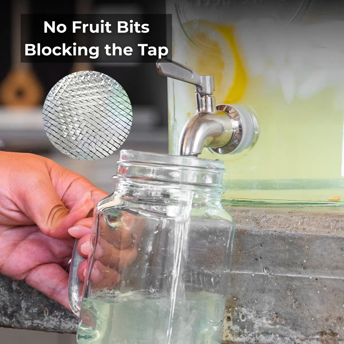 Smith's Mason Jars 5-Litre (169oz) Water Dispenser con rubinetto in acciaio inox, filtri a rete rimovibili e supporto in metallo - Ideale per limonate, bevande fai da te e frutta fresca