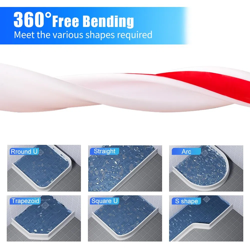 2M Soglia Doccia, Silicone Barriera Acqua Impermeabile Autoadesivo, Pieghevole Bordo Vasca da Bagno Pieghevole Barriera per Doccia, Cucina, Bagno (3 x 2 CM) (Bianco, 2M 2CM*3CM)