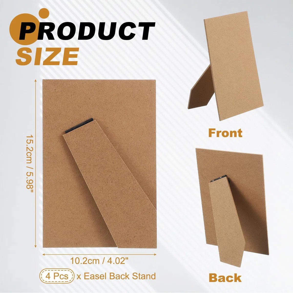 Cavalletto posteriore, supporto posteriore per foto, cornice di ricambio – adatto per (6 pollici fai da te Photo Board – Arte – piastrelle – parete – tavolo) 4 pezzi & legno naturale