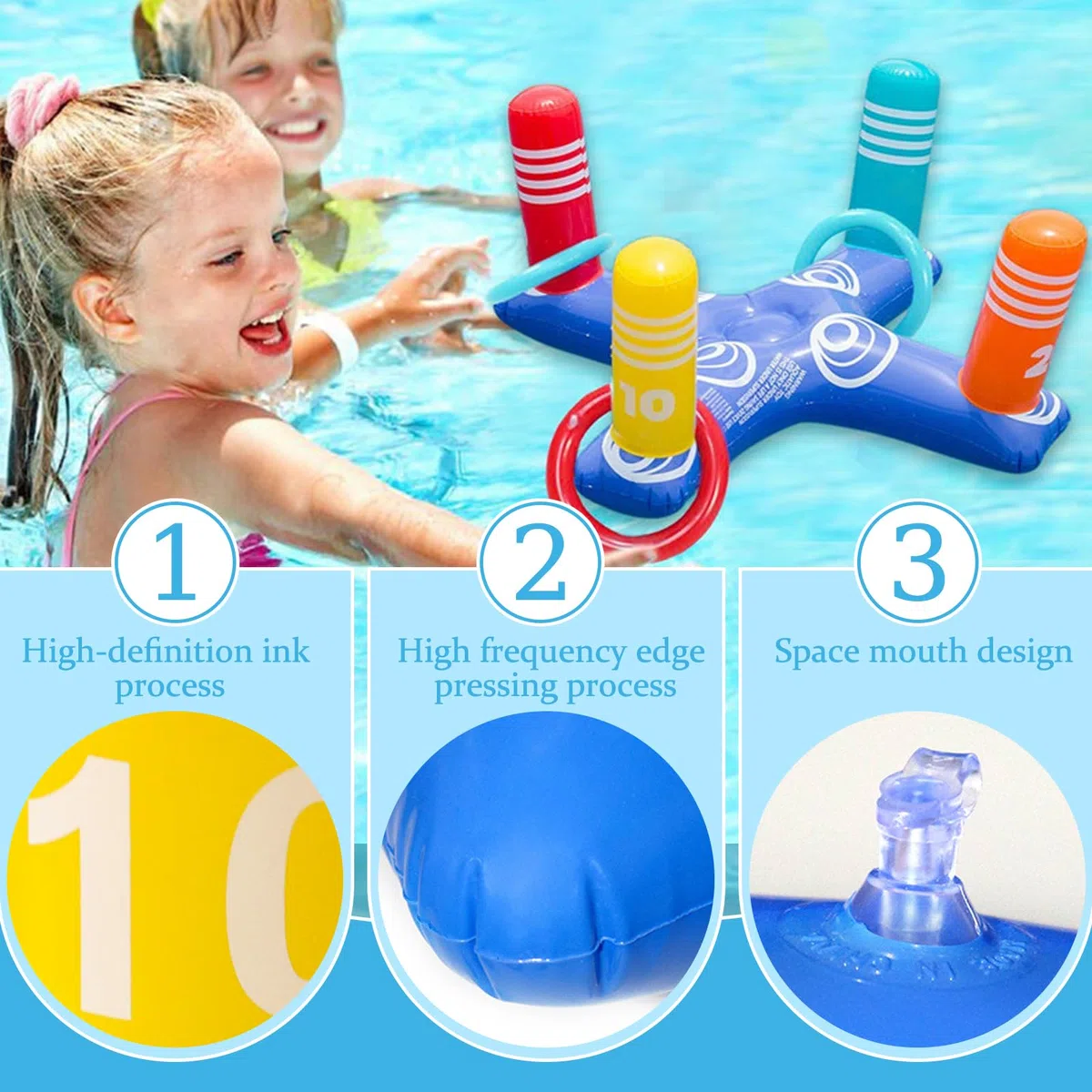 Giochi Gonfiabili per Piscina, Set Giocattoli Gonfiabili Piscina, Gonfiabile Lancio Anelli Gioco, Anelli Gonfiabili, Gioco del Lancio Dell'anello, per Bambini, Adul
