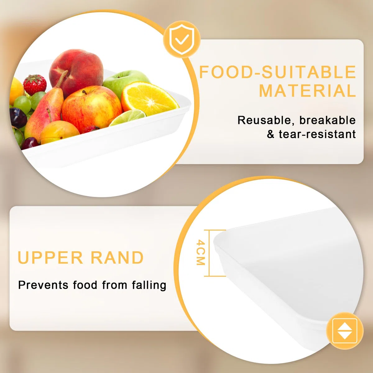 Set di 3 vassoi da portata in plastica, 31 x 22 x 4 cm, grandi vassoi da portata per feste, senza BPA, riutilizzabili, per buffet, feste, picnic
