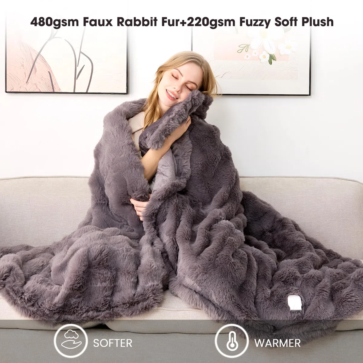 Uplayteck 150 x 200cm Coperta Riscaldante Elettrica, 6 Timer e 8 Impostazioni di Calore, Coperta Termica con Rimozione Acari e Modalità Sleep, Spegnimento Automatico, Riscaldamento Rapido