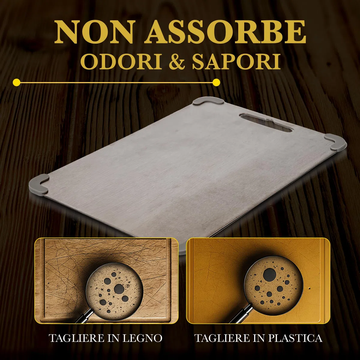 Tagliere Acciaio Inox 304 (34x23cm) Con Angolo Antiscivolo Rimovibile,Tagliere Metallo Antigraffio Da Cucina Professionale Multifunzionale, Carne,Pane,Verdura. Lastra D'acciaio Inox Alimentare