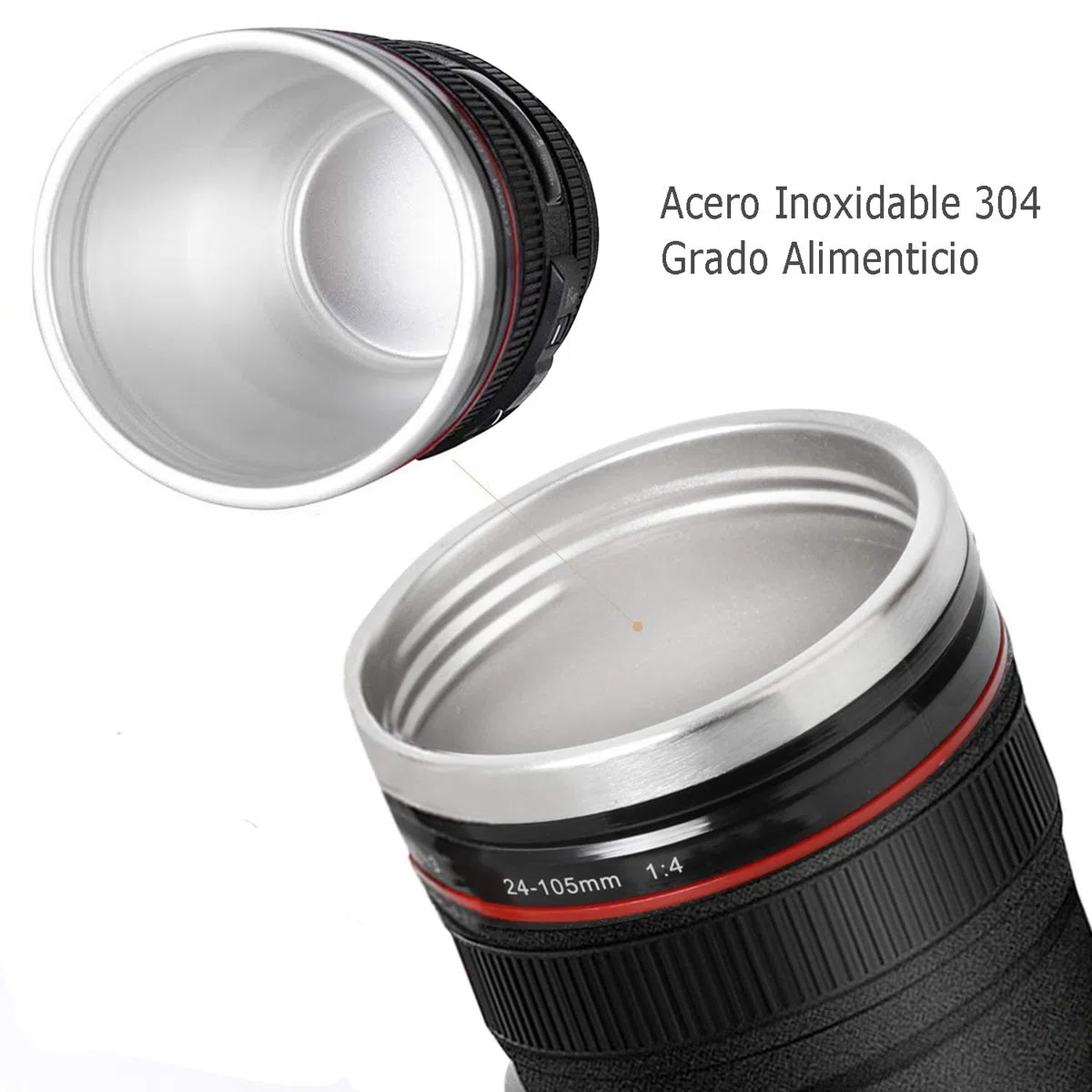 SLOSH Tazza Viaggio Caffè Obiettivo Camera Lens Con 2 Coperchi Tazza Auto Ufficio Acciaio Inox Tumbler Travel Mug Tazze Macchina Fotografica fotografico Cup (GE-II-V)