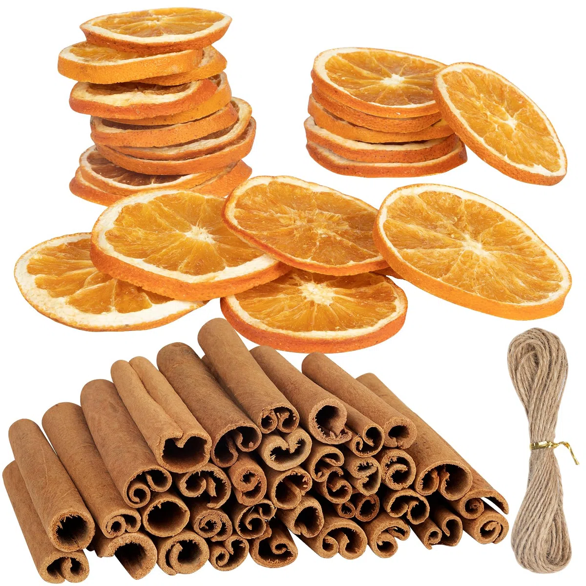 MELLIEX 41 Pezzi Potpourri Natalizio, Decorazione Ghirlande Natalizia Set Corona Avvento con Bastoncini di Cannella, Fette d'Arancia Essiccate e Spago di Iuta