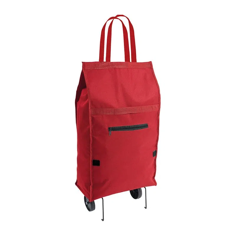 ONE SHOP Carrello per la spesa pieghevole con ruote tascabile in nylon chiusure in velcro borsa spesa riutilizzabile spesa supermercato (Rosso)