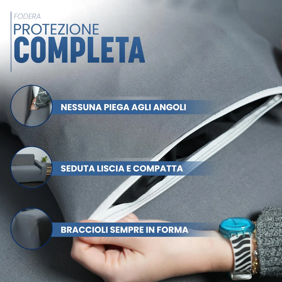Copridivano 3 Posti con Braccioli Universale, Telo in Poliestere Copri Divano Antimacchia e Anti Peli Lavabile in Lavatrice, Proteggi Divano Morbido e Resistente per Casa con Bambini e Animali