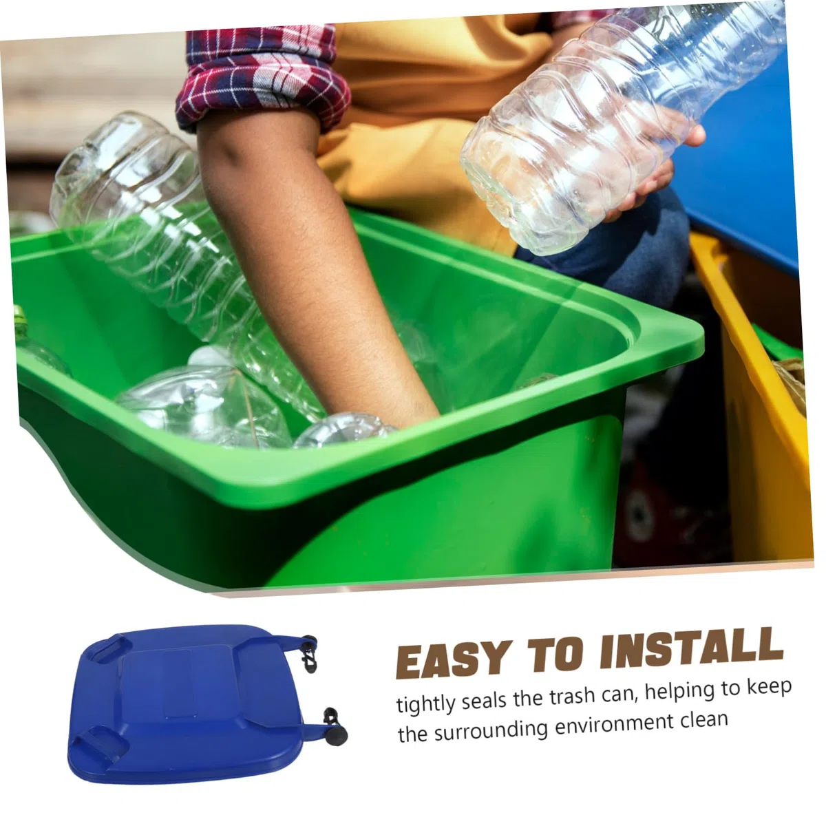 ABOOFAN Coperchio Antiodore, p e Blu in della Plastica Spazzatura per Bidone Leggero Ricambio Bagno e Cucina per Contenitori Immondizia