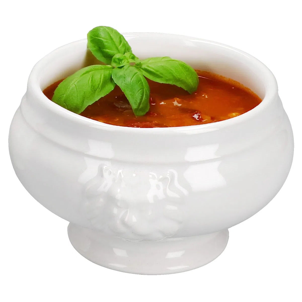 MamboCat Leo, set da 24 terrine a testa di leone, piccole – 250 ml, per 24 persone, tazze da zuppa bianche da 0,25 litri, zuppa con teste di leone, per zuppa di nozze, piselli o lenticchie