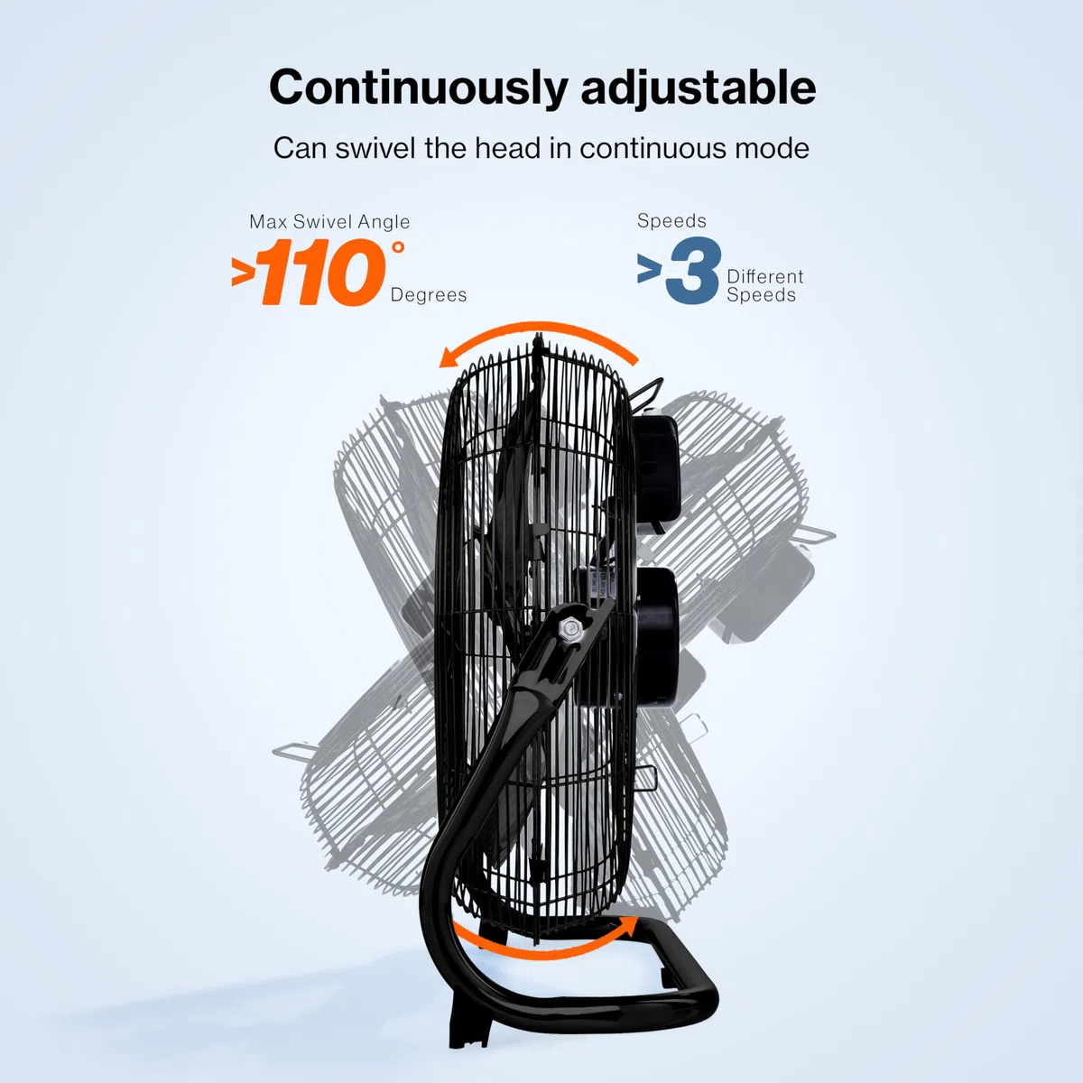 TRESKO AERSON Ventilatore da pavimento 30 cm, con 3 livelli di potenza, ventilatore 45W, alto flusso d'aria, struttura robusta in metallo, angolo di inclinazione ca. 110 gradi