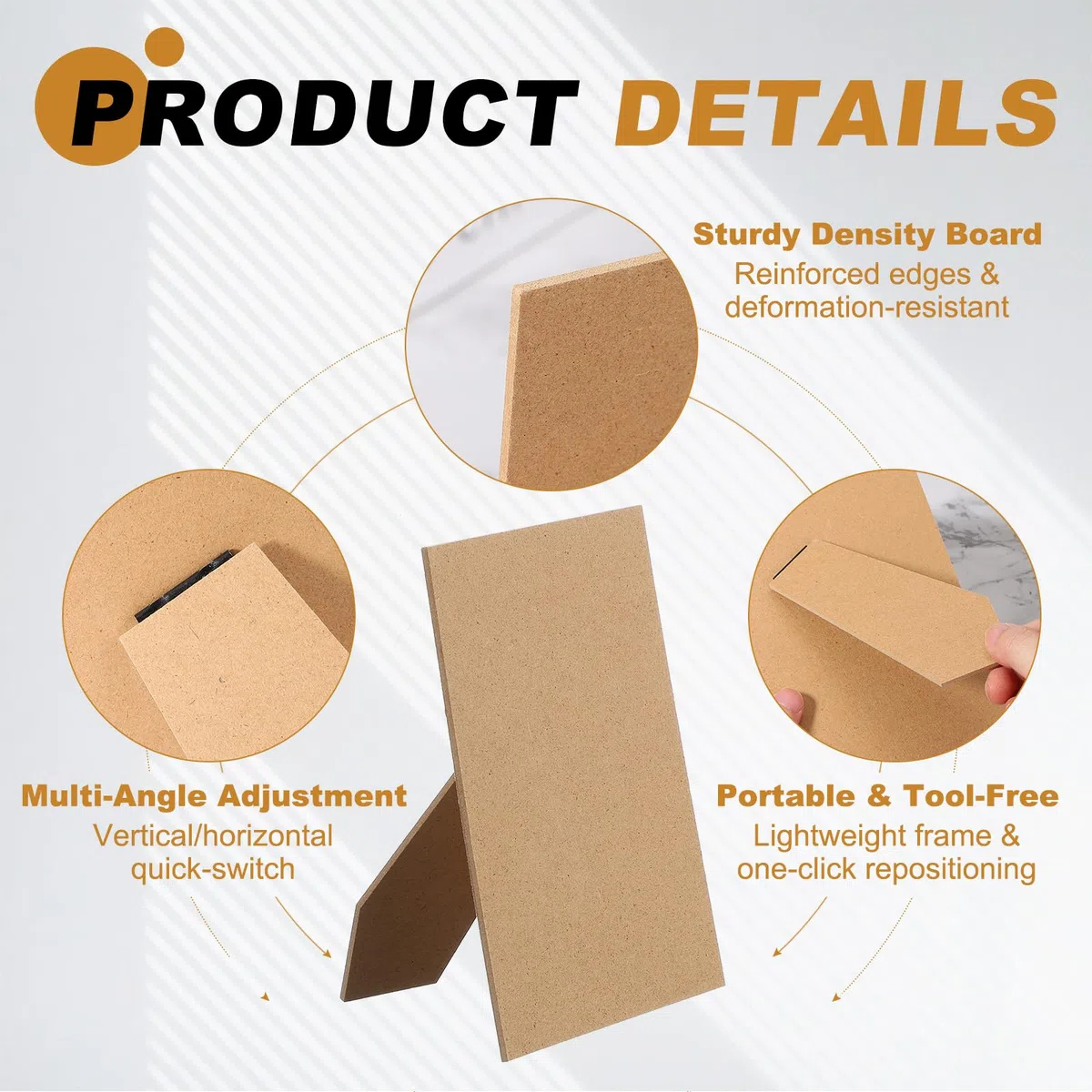 Cavalletto posteriore, supporto posteriore per foto, cornice di ricambio – adatto per (6 pollici fai da te Photo Board – Arte – piastrelle – parete – tavolo) 4 pezzi & legno naturale