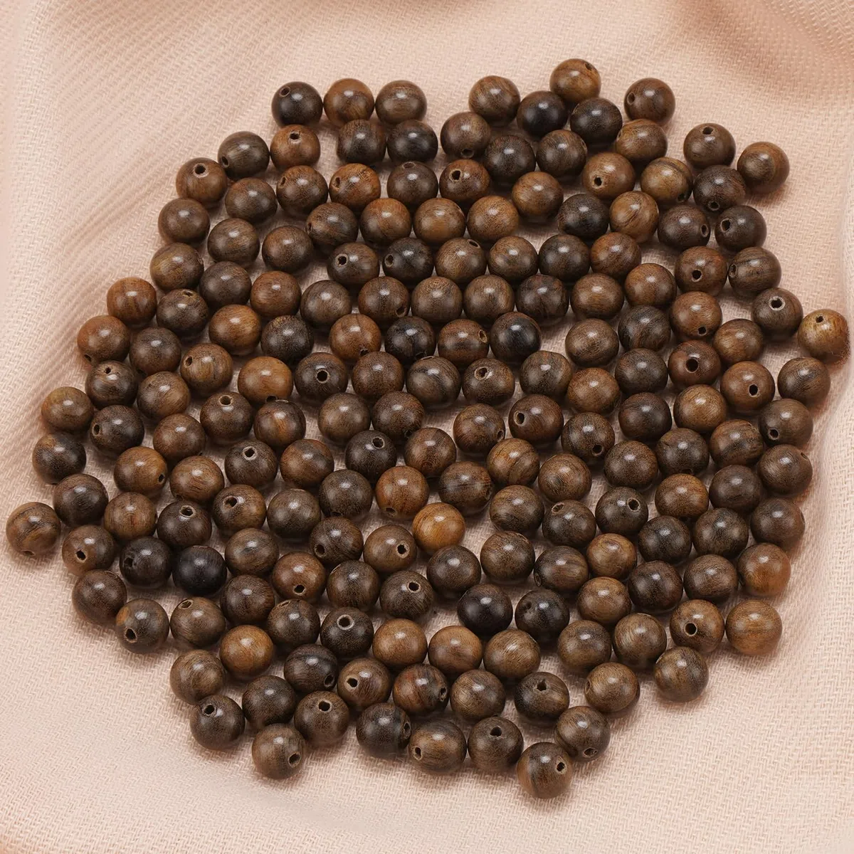 200pezzi 8mm perline tonde in legno di sandalo naturale splendido mestiere fatto a mano lucidato perline distanziali con cavo elastico per braccialetti creazione di gioielli fai da te