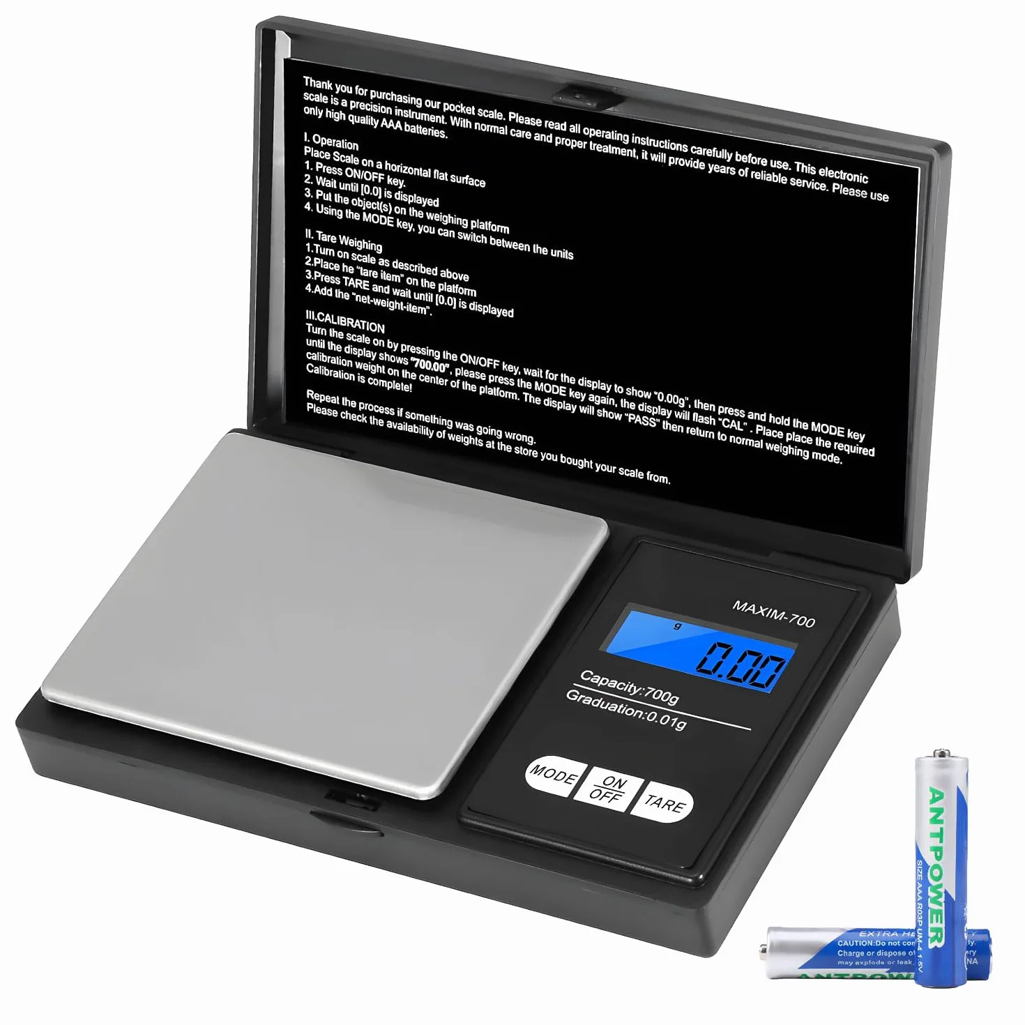 Vinabo Bilancia Precisione 700g/0.01g, Portatile Bilancino per Gioielli, Bilancia di Precisione 0.01g,Digital Pro Pocket, con Display LCD e 7 Unità, Funzione Tara, per Cucina Cucinare, Caffè, Farmaci
