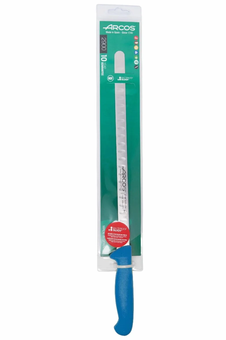 Arcos Coltello per Salmone e Pesce in Acciaio Inossidabile con Lama da 300 mm – Manico Ergonomico in Polipropilene, Serie 2900 – Colore Blu