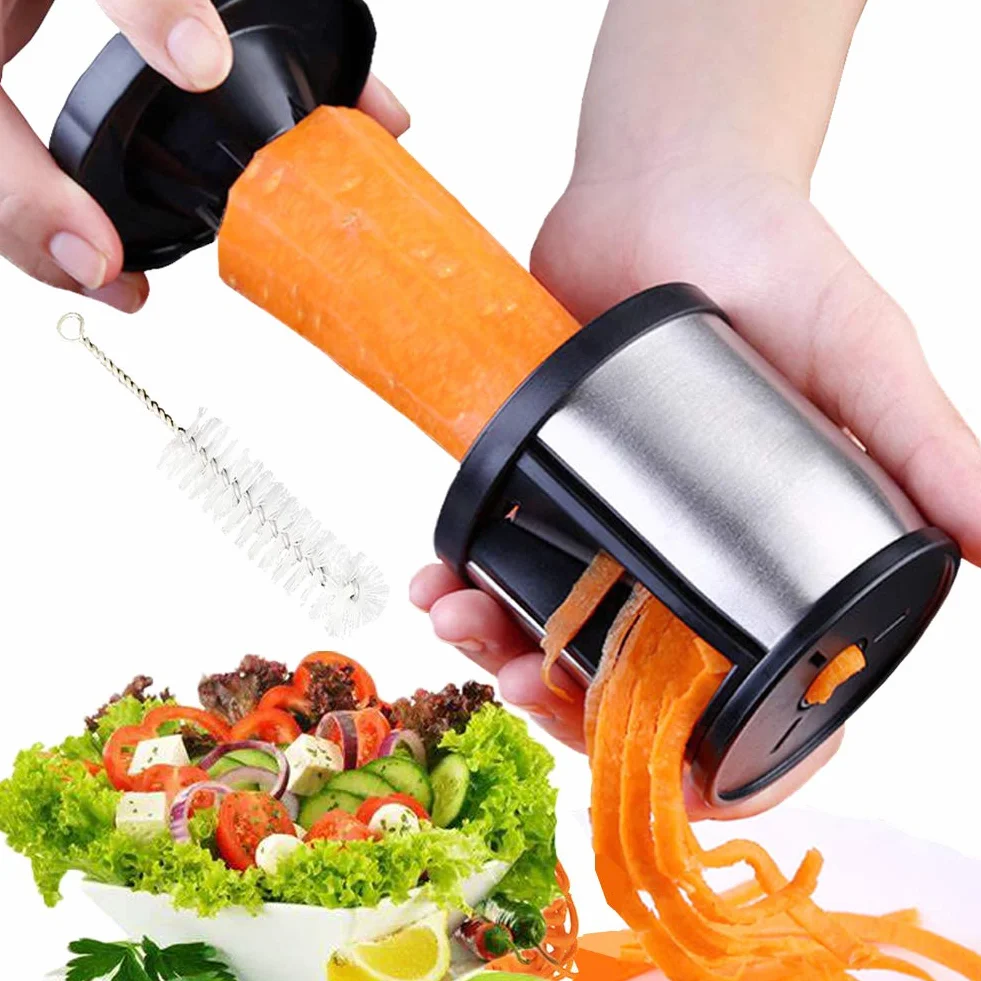 XREXS Spiralizzatore per Verdure in Acciaio Inossidabile - Taglia a Spirale Cetrioli, Carote, Zucchine & Crea Facilmente Spaghetti di Verdure