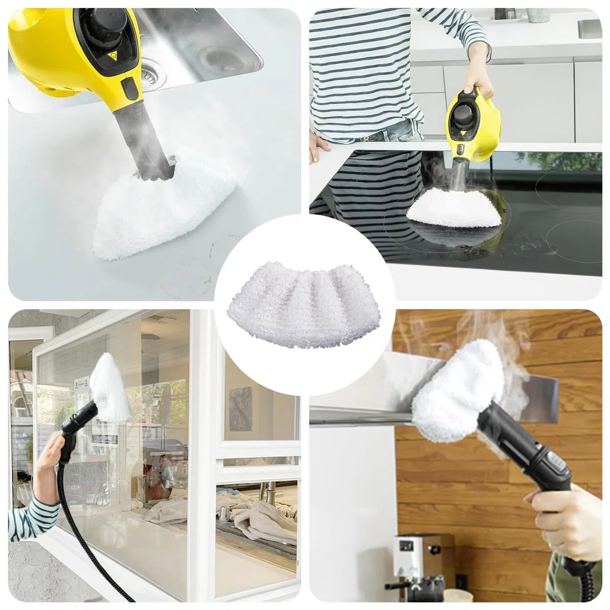 10 Pezzi Accessori per Pulitore a Vapore Kärcher Easyfix SC2 SC3 SC4 SC5 SV7, Set di Panni in Microfibra, 4 Teli in Microfibra + 2 Panni Abrasivi + 4 Panni per Ugelli Manuali Microfibe