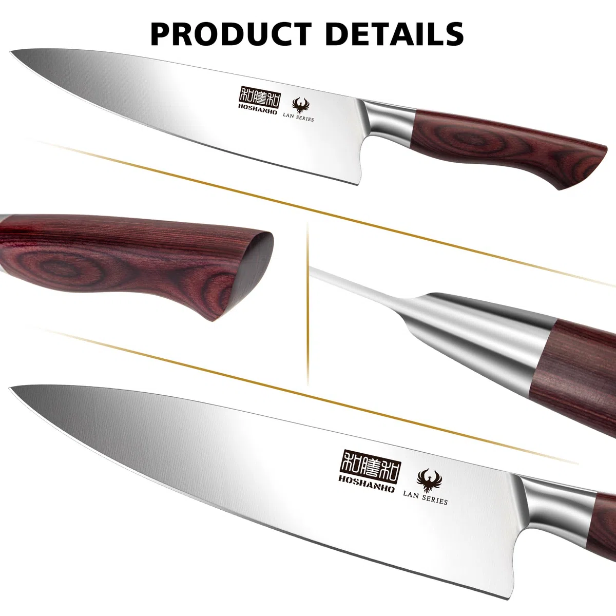 HOSHANHO Set di Coltelli da Cucina 18 Pezzi, Professionali Set Coltello da Chef in Acciaio Inossidabile Alto Tenore di Carbon, Coltello da Cucina Ultra Affilati con Affilatore