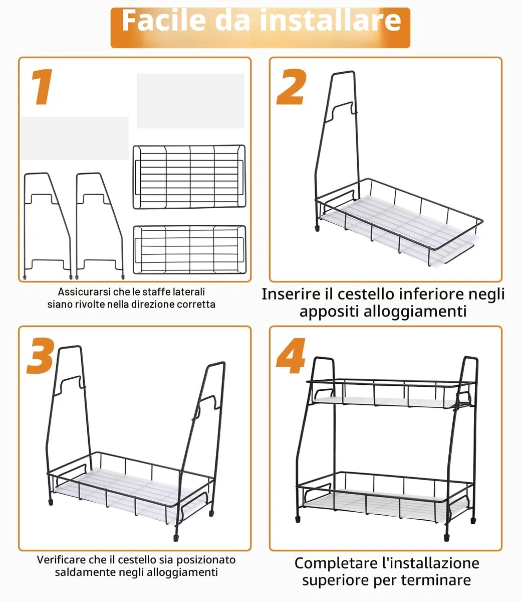 Porta Spezie per Cucina, Organizer Cucina in Metallo, Porta Spezie Salvaspazio, Alzatina Spezie Moderna, Ripiani Pratici Salvaspazio per Oggetti e Bagno, Portaspezie Ideale per Spazi Ridotti
