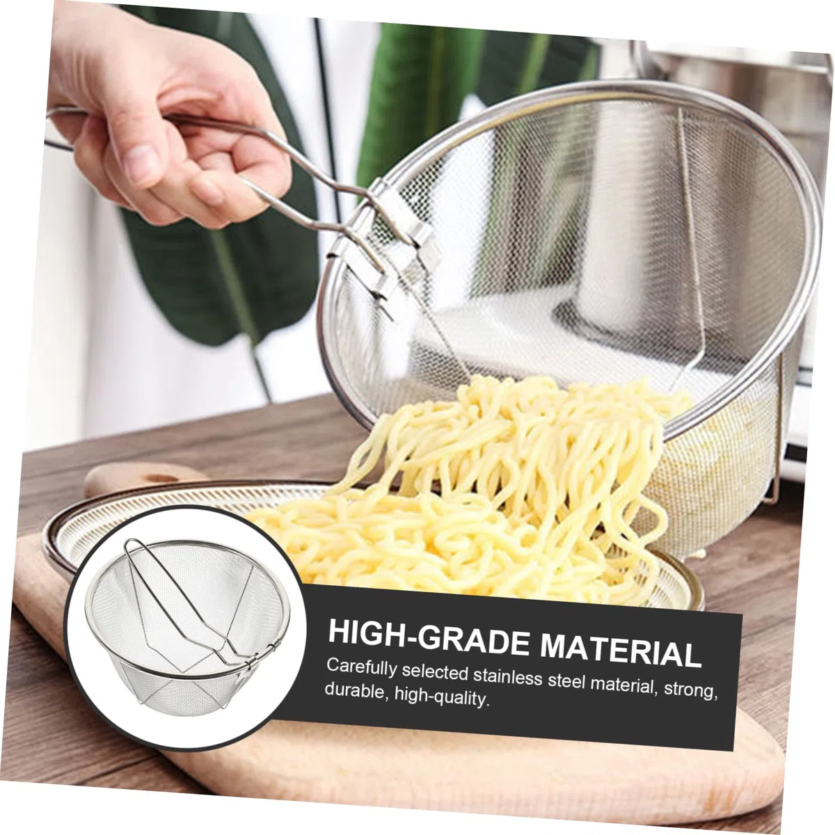 Garneck Scolapasta in Acciaio Inossidabile Con Manico Pieghevole - Cuocipasta Ideale Per Pasta e Verdure - Dimensione 18 Cm Utensile Da Cucina Pratico e Resistente Per Uso