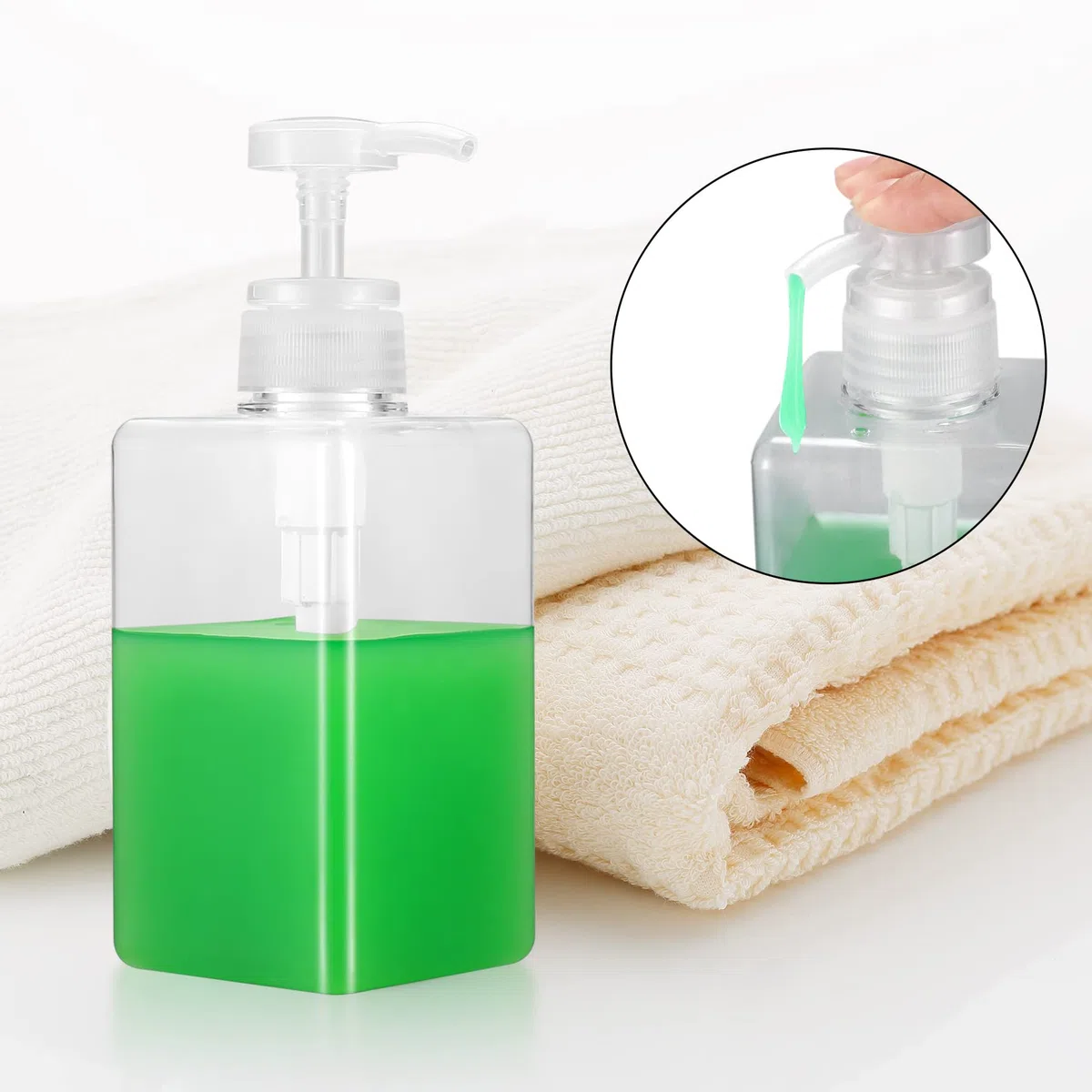 3 Pezzi Dispenser di Sapone, Flaconi Dispenser per Bagno, Dispenser Bottiglie a Pompa in Plastica Trasparente Riutilizzabili per Bagno Cucina Liquido Lozione Shampoo Doccia