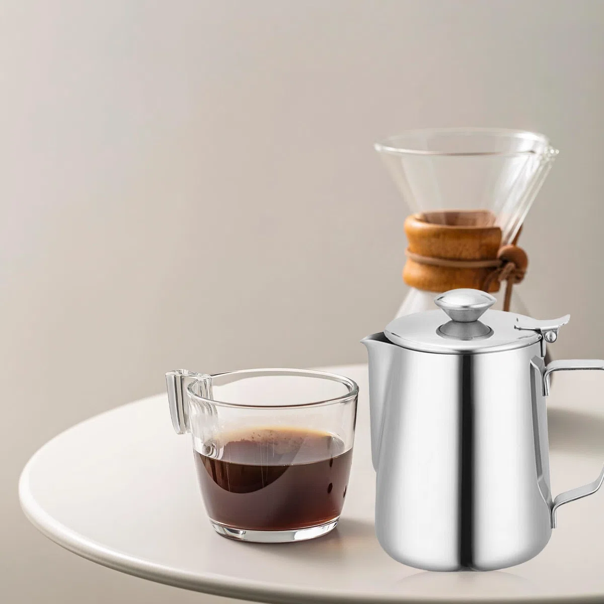 Brocca per latte con coperchio, 350 ml, in acciaio inox, per latte, caffè, caffè, cappuccino (2P)