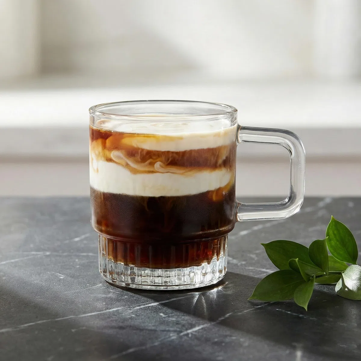 Glasmark KROSNO 1992 Set di 6 Bicchieri da Caffè 240 ml Trasparenti con Manico - Tazze in Vetro per Tè Bevande Calde e Dessert - Design Elegante - Resistenti in Lavastoviglie - Stella