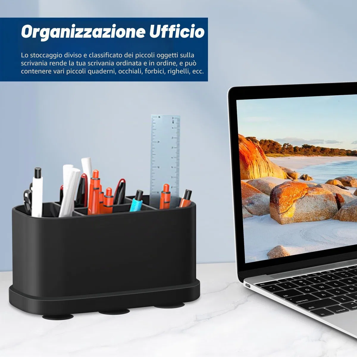 Porta Spazzolini Bagno, Impermeabile con Ventosa Rimovibile per Fissare a Piacimento la Parete del Piano di Lavoro, Dentifricio Multifunzionale in Silicone Organizer, Nero