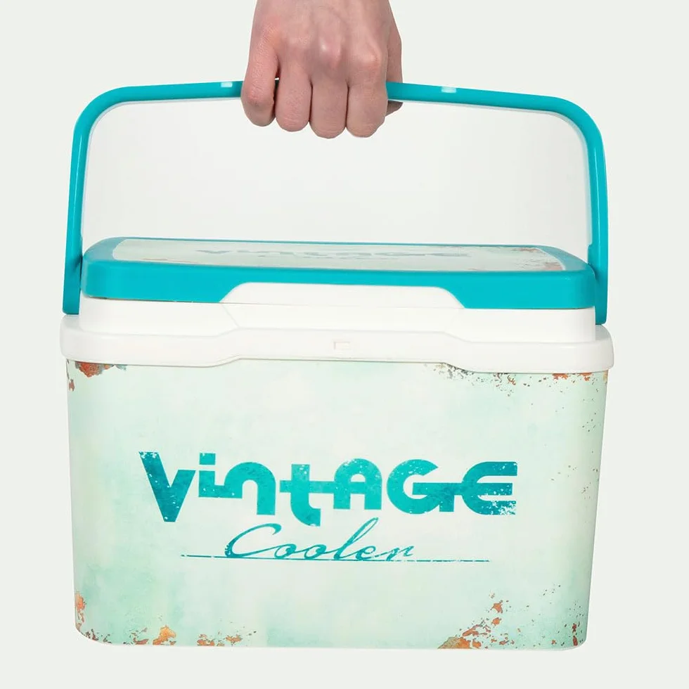 AKTIVE Borsa frigo rigida da 5L, Stile classico, Plastica resistente, Isolamento in poliuretano superiore, Mantiene il fresco fino a 15 ore, Coperchio con chiusura sicura, Design blu (62392)