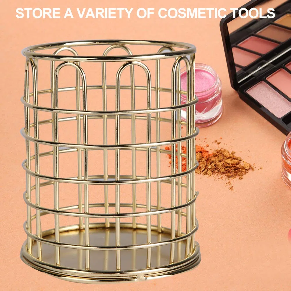Fyearfly Espositore per cosmetici, portaspazzole multifunzionale per cosmetici, portaoggetti per matita per sopracciglia, espositore per bagno, camera da letto, casa, ufficio (oro di lusso)