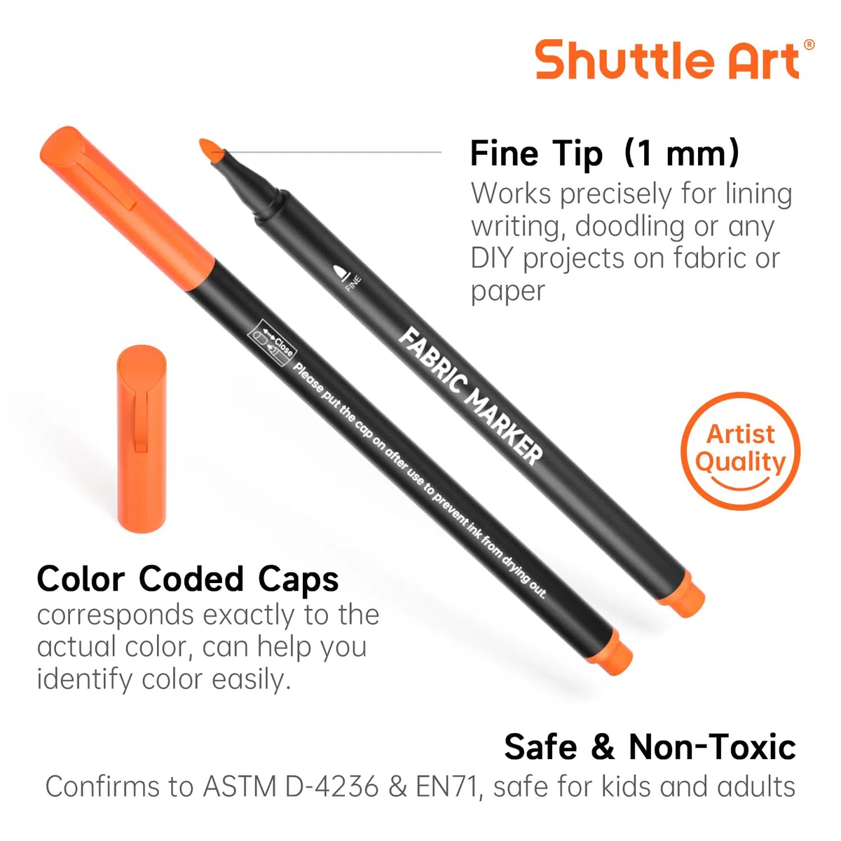 Shuttle Art Pennarelli per colori acrilici 36 colori, pennarelli per pittura a secco ad acqua a basso odore per roccia, legno, metallo, plastica, vetro, tela, ceramica