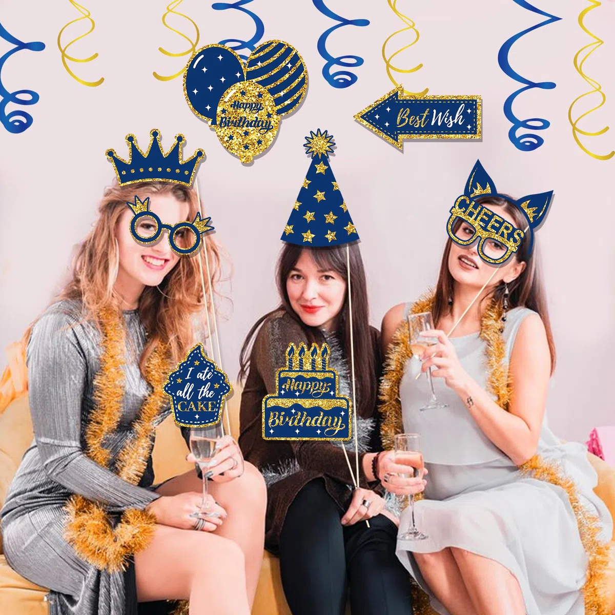 36 blu compleanno Photo Booth, Decorazioni Compleanno, Accessori Fotografici per Feste, Accessori Fotografici con Cappello, Corone per Compleanno, Matrimonio, Laurea, Natale, Capodanno